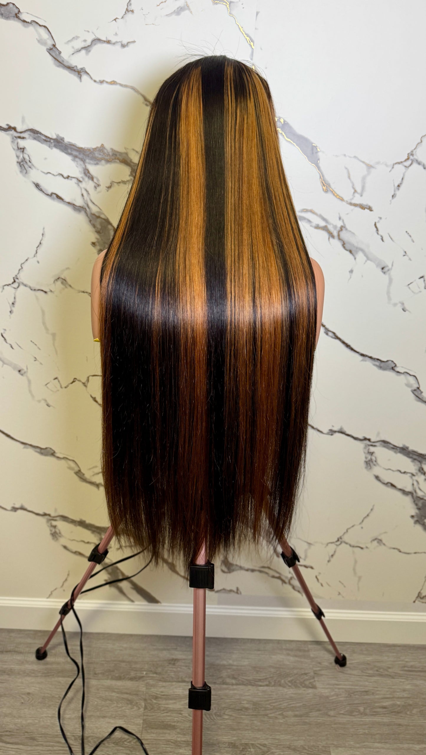 Raw Vietnamese SD Straight Brown streaked Luxury HD Frontal WIG