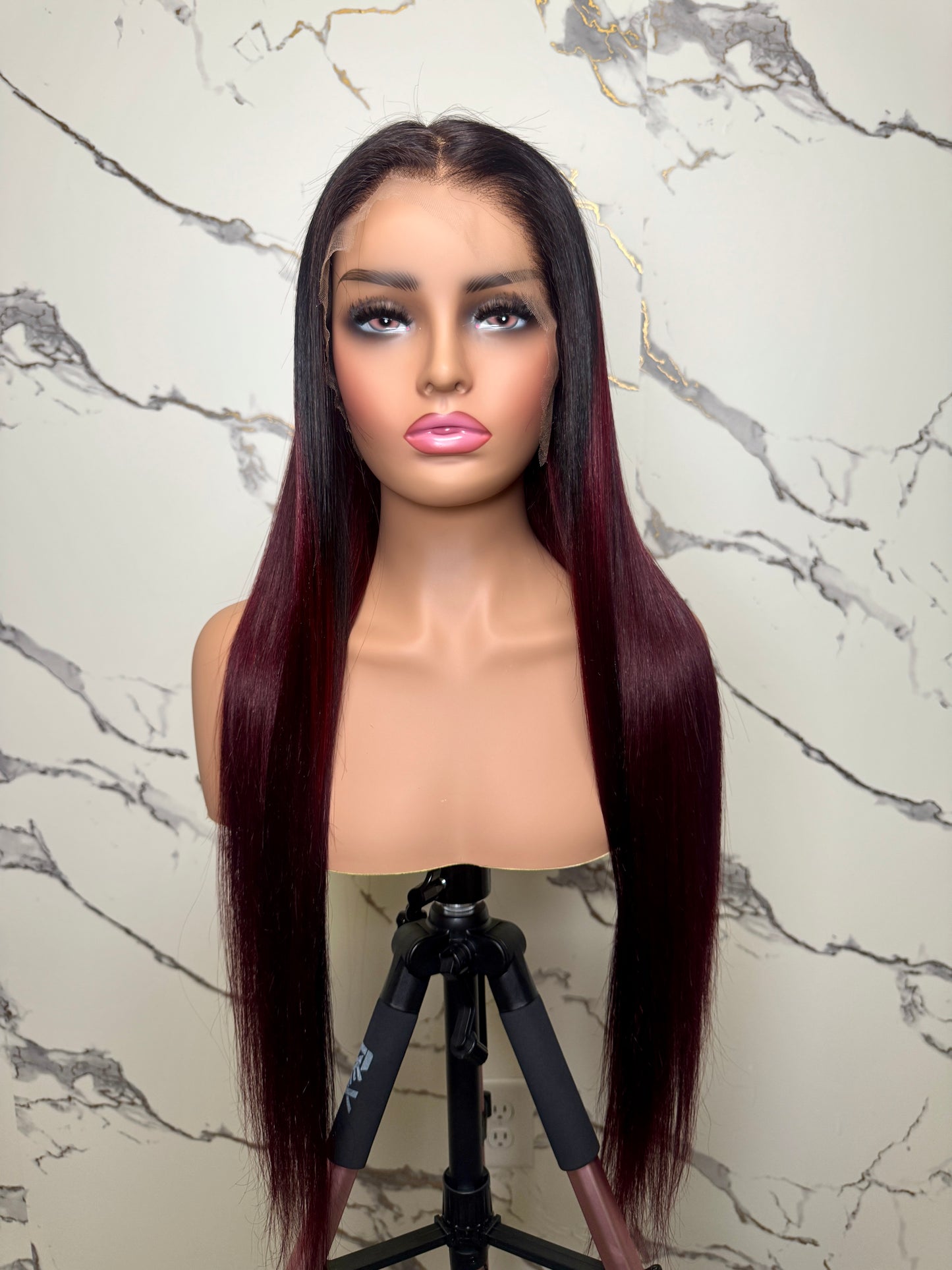 Raw Vietnamese SD Straight Burgundy Luxury HD Frontal WIG
