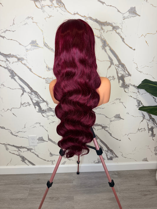 Raw Vietnamese SD Burgundy Royale Body Wave HD Frontal WIG